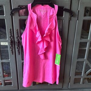 Lilly Pulitzer Vibrant Pink Ruffle Tank Top